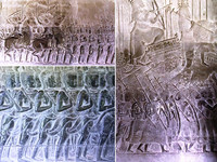 Батальные сцены на барельефе в храме Ангкор Ват